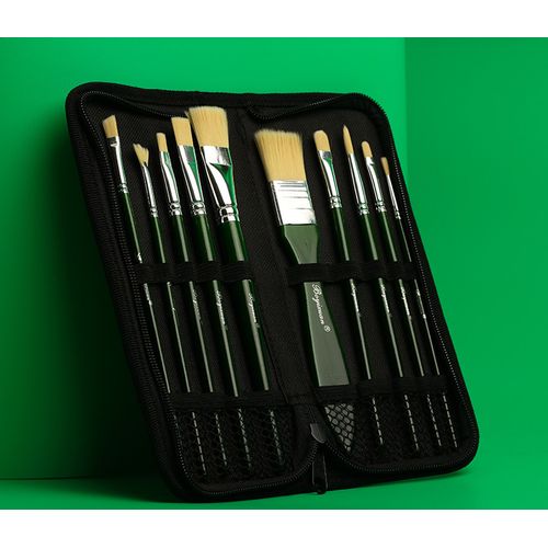 product_image_name-Generic-10 Pieces Multipurpose Artist Paint Brush Set+Carrying Case-1