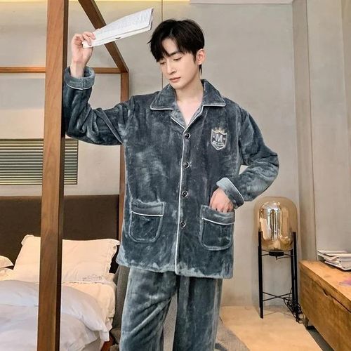 Men's Warm Cozy Fluffy Flannel Fleece Hooded Pajamas Set - Temu Philippines