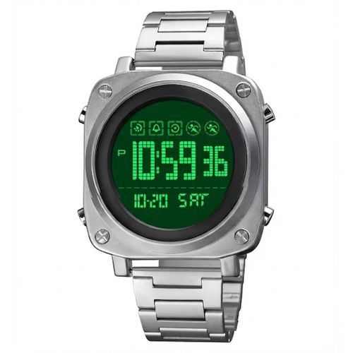 Skmei Square  Stainless Steel Digital Wrist Watch Silver - image 3