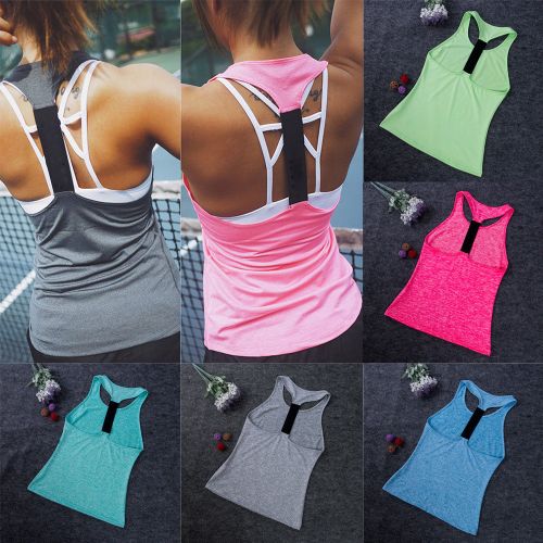 Generic Casual Womens Ladies Sleeveless Yoga Shirts Mint Green_XS