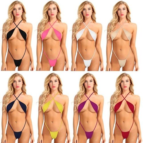 Generic One-Piece Strappy Cross Backless Sexy Underwear For Women Mini  Bikini Thong Bodysuit Teddy Lingerie Teeny Slingshot