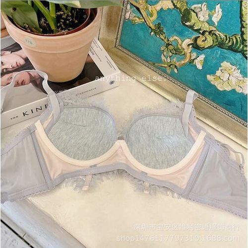 Generic French Eyelashes Bralette Transparent Lace Underwear Set  Comfortable No Steel Ring Medium Thick Small Chest Gathered Bra And Bri