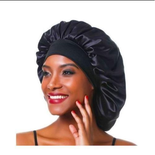 Fashion Black Full Original Satin Hair Bonnet