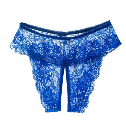 Fashion Plus Size Ladies Sexy Underwear Panties Open Crotch Thong Blue