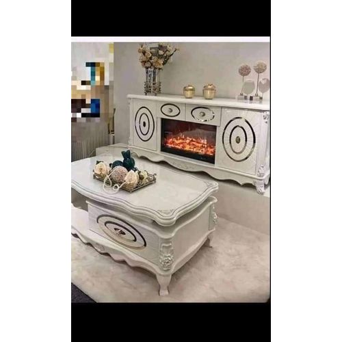 Generic Tv stand with electric fireplace and centre table