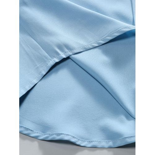Fashion Plain Summer Short Sleeve Shirt - Sky blue - image 6