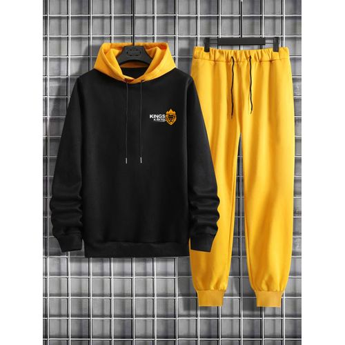 product_image_name-Kingskartel-Kings-Kartel Stylish Hoodie & Joggers Pant (Black & Yellow)-1