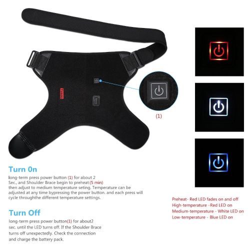 Generic USB Charge Heated Shoulder Brace Adjustable Neoprene