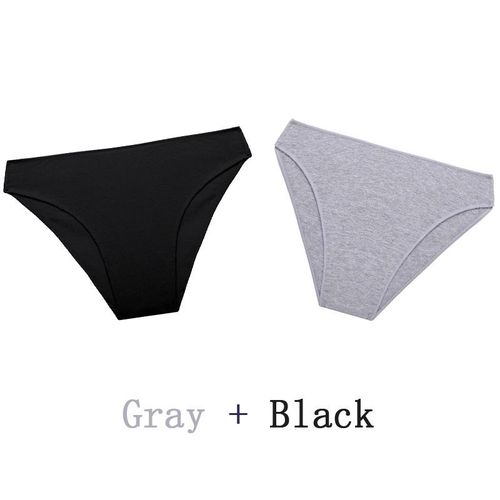 Fashion Cotton Panty for Woman 2 Pcs Comfortable Underwear Solid