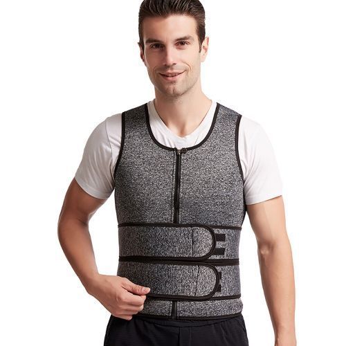 Fashion Corset Mens Slimming Belt Fitness Neoprene Sauna Suit For Men Waist  Trainer Vest Zipper Body Shaper With Adjustable Tank Top