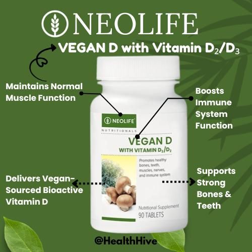 product_image_name-Nutrition-NeolifeVegan D with Vitamin D 90 Tablets – Bone, Immune & Calcium Support Supplement-1