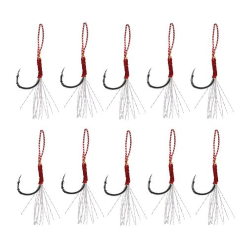 Generic 10pcs Hooks With Line Circle Hooks Metal Silver 16