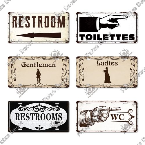 Putuo Decor Restroom Metal Sign Plaque Metal Vintage License