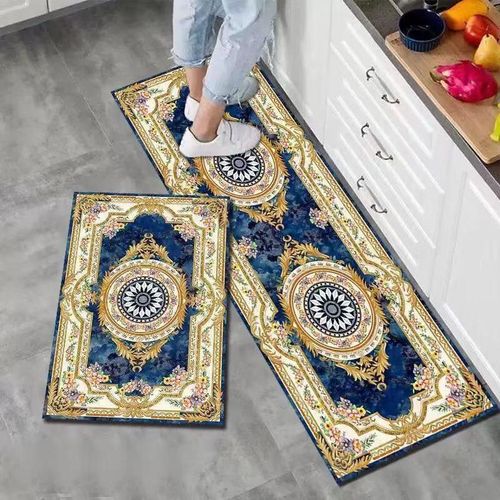 product_image_name-Generic-2Pcs Elegant Printed Kitchen Mat/Rug-Carpet Yellow-1
