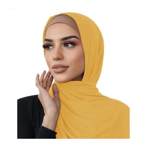 Fashion Breathable Plain Jersey Hijab Scarf Yellow