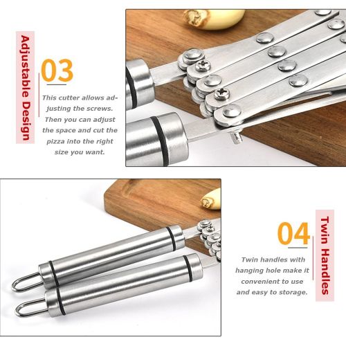 5 Wheel Pastry Cutter with Handle, Stainless Steel Adjustable