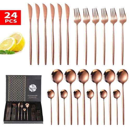 product_image_name-Generic-24pcs Gold Mix Dinnerware Set Stainless Steel Tableware Set-1