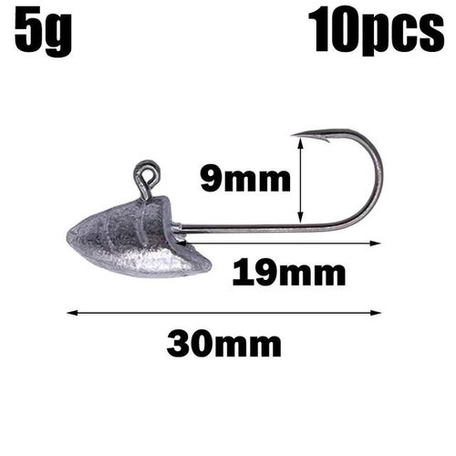 Generic 10pcs/lot Tumbler Head Fishing Jig Hooks 2.5g 3.5g 5g Weight  Stainless Steel Fishhook For Soft Worm Bait Fishing Accessories