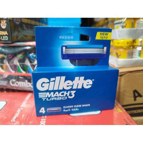 product_image_name-Gillette-Mach 3 TURBO Razor Men Face Beard Manual Shaver With 4 Replacement Blade-3