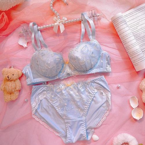 Generic Girls' Underwear Set Underwire/wirefree Lingerie Panties Set Women  Thin Section Cute Sexy Flower Bra Underpants Suit