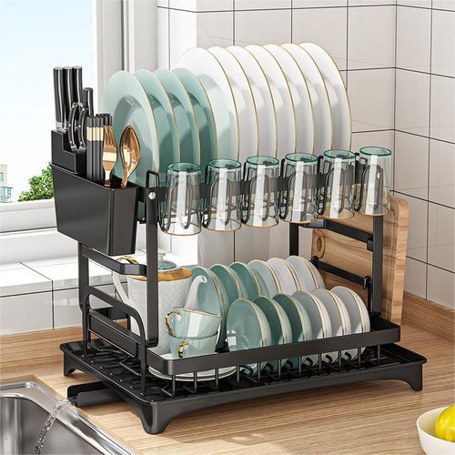 Generic Kitchen Double Layer Dish Rack Tableware Drain Rack Black Jumia Nigeria