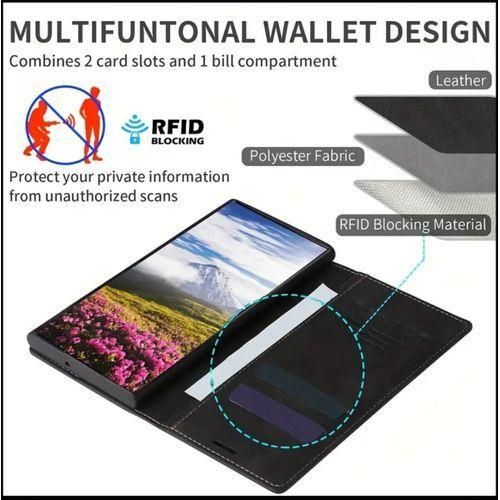 product_image_name-Samsung-S25 Ultra Open & Close Silicone Phone Case & Pouch RICH BOSS - High-Quality Artificial Leather Case Designed, Featuring RFID Blocking, a Card Slot, a Kickstand, And Strong Magnetic Closure, Providing Shockproof Protection. (SAMSUNG) - ( Black )-5