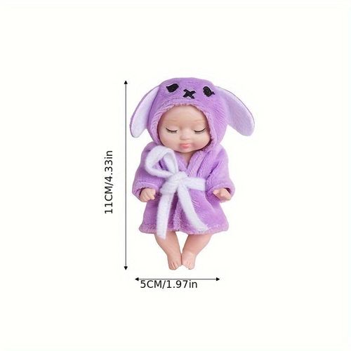 product_image_name-Digabi-1pc Or 6pcs of Rebirth Princess Dolls - 10.92 cm Tall Mini Baby Dolls That Are Soft, Cuddly, And Charming Companions Dressed in Pink And Blue Bathrobes. These Reborn Dolls Are Ideal for Children Aged 3 to 6, Perfect for Playing, Hugging-Blue-5