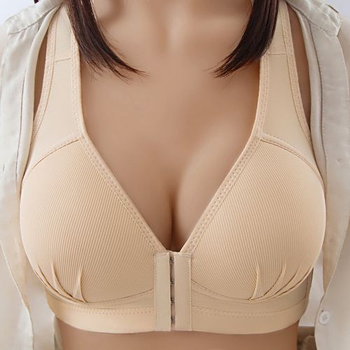 Women Back Buckle Cotton Bra Wire Free Plus Size Underwear Widened