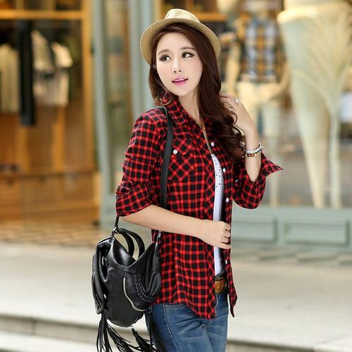 Long sleeve checkered outfit on sale