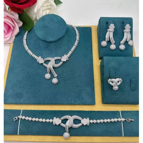 product_image_name-Longchain- Premium Classy Sophisticated Diamond Iced Bracelet/Ear-ring/Ring & Necklace Set-1