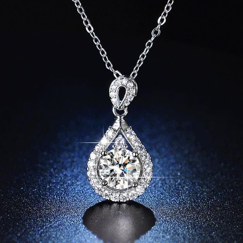 product_image_name-Fashion-Women’s Silver Necklace – Moissanite Pendant-1