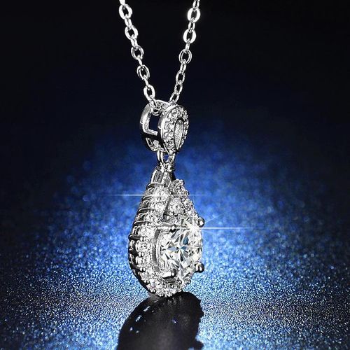 product_image_name-Fashion-Women’s Silver Necklace – Moissanite Pendant-2