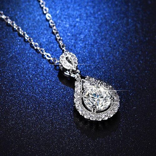 product_image_name-Fashion-Women’s Silver Necklace – Moissanite Pendant-3