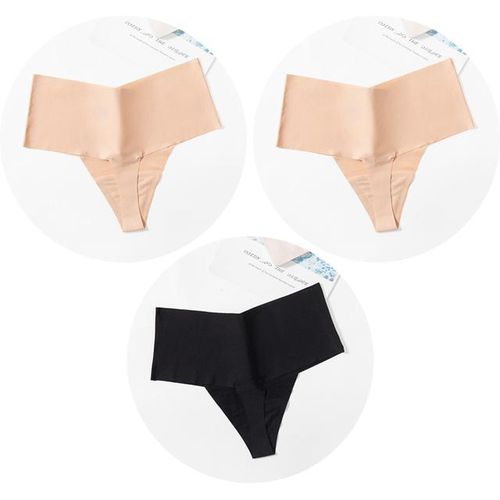 Generic Trowbridge 3pcs/set Women's Panties High Waist Seamless Thongs Silk  Satin Female Underwear Sexy Lingerie V-Cut Comfort G-Strings