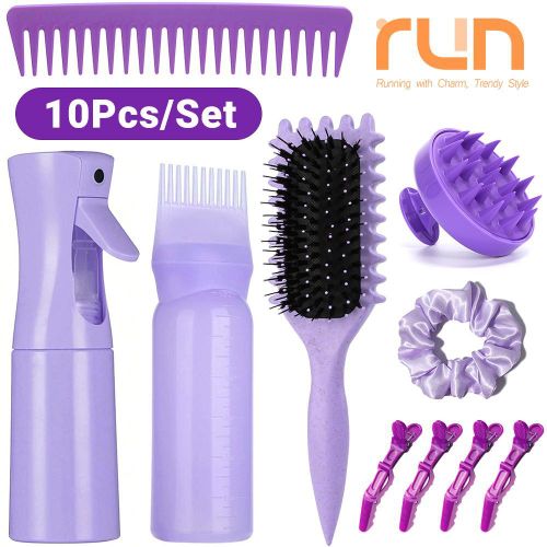 ARHANORY ARHANORY 10-Piece Hair Styling Set - Purple Spray Bottle, Combs, Clips, Shampoo Brush - Multi-Material Tools