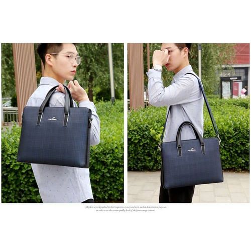 product_image_name-Fashion-Unisex Blue Business Bag Leather Briefcase-4