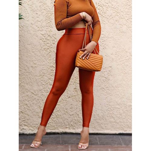 Fashion Quality Turkey Burnt Orange Disco Leggings