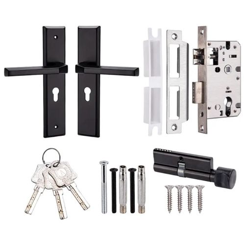 Generic Door Lock Handle Set Room and Living Room Kitchen and Keys Black