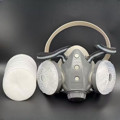 product_image_name-Generic-1 Set Reusable Respirator Half-Face Mask, Dust Mask Set + 5pcs Filter, Spray Paint Dust Mask, Industrial Dust-Proof Coal Mine Grinding Dust-Proof Decoration, Woodworking Pesticide Mask-4