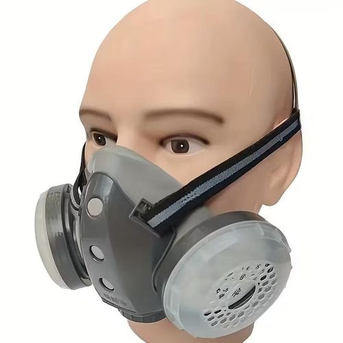 product_image_name-Generic-1 Set Reusable Respirator Half-Face Mask, Dust Mask Set + 5pcs Filter, Spray Paint Dust Mask, Industrial Dust-Proof Coal Mine Grinding Dust-Proof Decoration, Woodworking Pesticide Mask-6