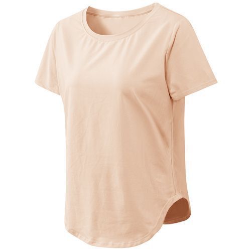 Generic Women Summer Sports T-Shirt Short Sleeve Running Loose Yoga Top（Apricot）