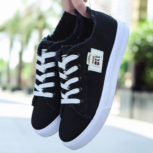 Fashion Women's Canvas Shoes Casual -Up Denim Shoe Summer Tennis For Girl  Flat Vulcanized Shoes White Women's Sneakers | Jumia Nigeria