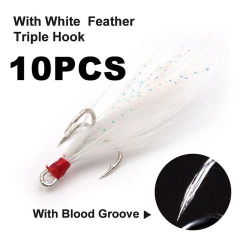 Generic Mosodo Treble Hooks With Feather Carbon Steel Triple Hook