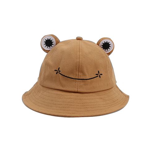 Fashion (Khaki 56-58cm)Parent-Kid Cartoon Bucket Hat Summer Cotton Cute  Frog Fishing Cap Outdoor Hiking Beach Sunscreen Fisherman Hat For Women XXA