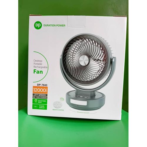 Dp DURATION POWER 12000mah Rotating rechargeable desktop fan with remote control