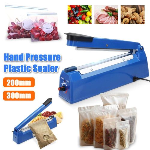 200mm Heat Sealer Plastic Bag Sealer Impulse Sealer Blue Vacuum Food Sealer  Bag Packing Machine For Pp And Pe Plastic Bag Sealer