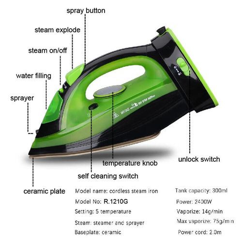 RAF 2 In 1 Steam Superb 360 Rotation Cordless Iron-green