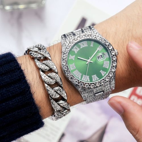 Fashion Iced Out Watch Men Full Diamond Mens Watches Quartz Men's