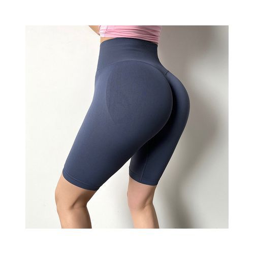 Generic Sports Shorts Yoga Short Women Seamless Fitness Pants High Waist  Gym Scanties Sportswear Female Workout Running Breechcloth(#KC0572-LAN)