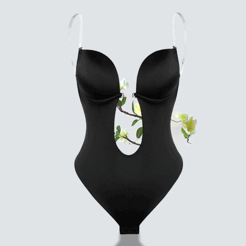 Seamless U Plunge Backless Thong Bodysuit